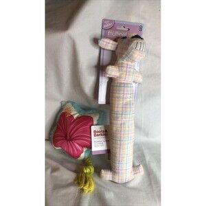 Multipet International Loofa Dog  12" Plush Dog Toy & Flower toy NEW!!